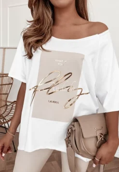 T-Shirt Oversize Z Nadrukiem What If Bialy