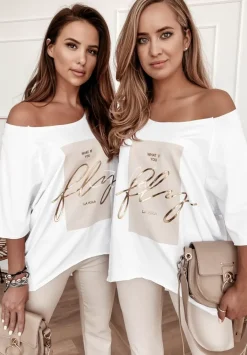 T-Shirt Oversize Z Nadrukiem What If Bialy