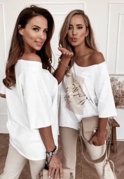 T-Shirt Oversize Z Nadrukiem What If Bialy