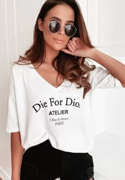 T-Shirt Oversize Z Nadrukiem Caver Bialy