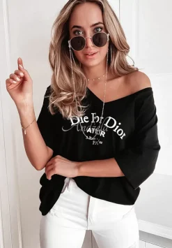 T-Shirt Oversize Z Nadrukiem Caver Czarny