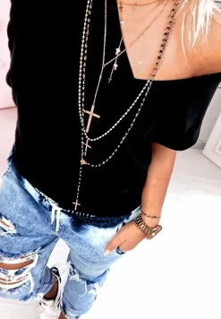 T-Shirt V-Neck Czarny