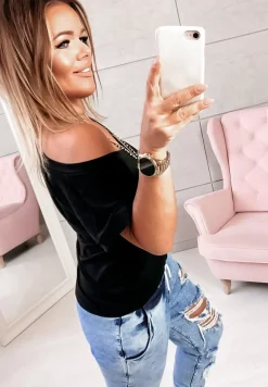 T-Shirt V-Neck Czarny