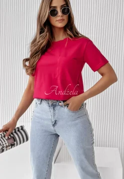 T-Shirt Z Kieszonka Pocket Rozowy