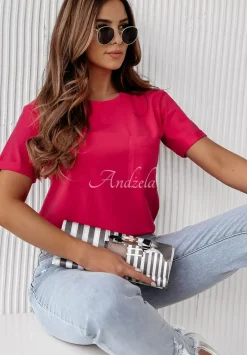 T-Shirt Z Kieszonka Pocket Rozowy