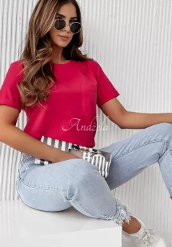 T-Shirt Z Kieszonka Pocket Rozowy