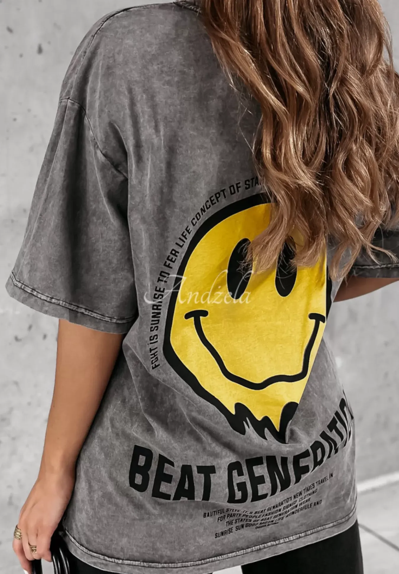 T-Shirt Z Nadrukiem Beat Generation Szary