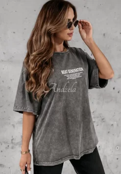 T-Shirt Z Nadrukiem Beat Generation Szary
