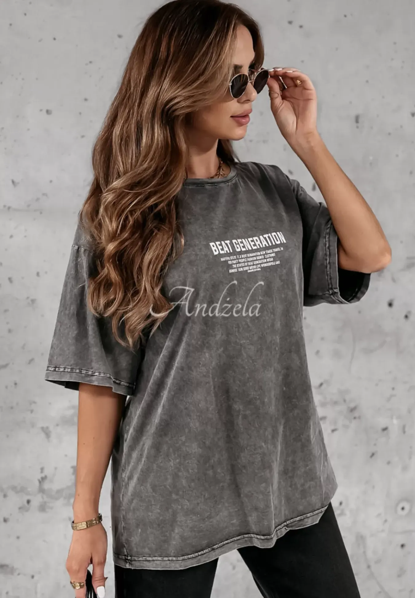 T-Shirt Z Nadrukiem Beat Generation Szary