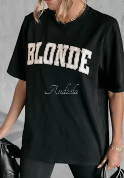 T-Shirt Z Nadrukiem Blonde Czarny