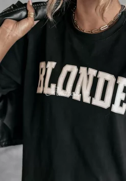 T-Shirt Z Nadrukiem Blonde Czarny