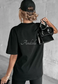 T-Shirt Z Nadrukiem Blonde Czarny