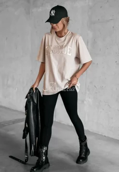 T-Shirt Z Nadrukiem Blonde Bezowy