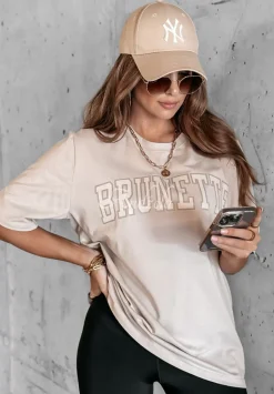 T-Shirt Z Nadrukiem Brunette Bezowy