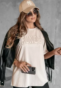 T-Shirt Z Nadrukiem Brunette Bezowy