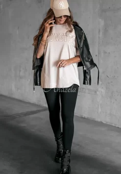 T-Shirt Z Nadrukiem Brunette Bezowy