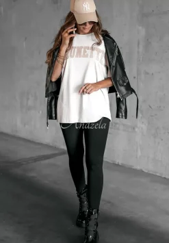 T-Shirt Z Nadrukiem Brunette Ecru