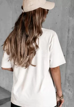 T-Shirt Z Nadrukiem Brunette Ecru