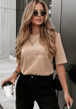T-Shirt Z Nadrukiem Hope Bezowy