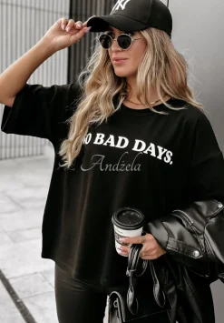 T-Shirt Z Nadrukiem No Bad Days Czarny
