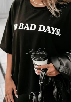 T-Shirt Z Nadrukiem No Bad Days Czarny