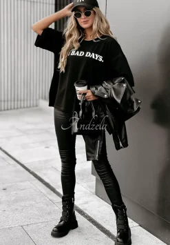 T-Shirt Z Nadrukiem No Bad Days Czarny
