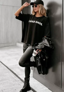 T-Shirt Z Nadrukiem No Bad Days Czarny