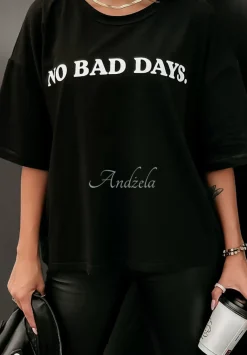 T-Shirt Z Nadrukiem No Bad Days Czarny
