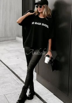 T-Shirt Z Nadrukiem No Bad Days Czarny