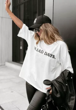 T-Shirt Z Nadrukiem No Bad Days Bialy
