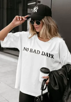T-Shirt Z Nadrukiem No Bad Days Bialy