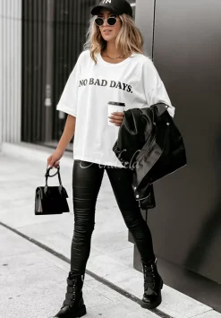 T-Shirt Z Nadrukiem No Bad Days Bialy