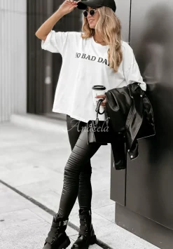 T-Shirt Z Nadrukiem No Bad Days Bialy