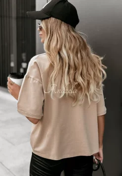 T-Shirt Z Nadrukiem No Bad Days Bezowy