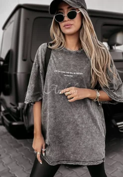 T-Shirt Z Nadrukiem One Day Szary