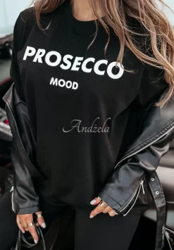 T-Shirt Z Nadrukiem Prosecco Mood Czarny