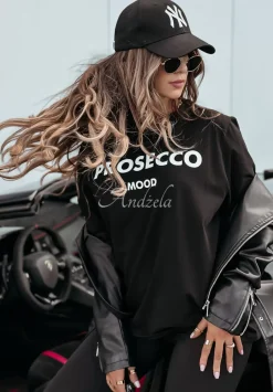 T-Shirt Z Nadrukiem Prosecco Mood Czarny