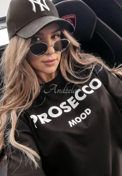 T-Shirt Z Nadrukiem Prosecco Mood Czarny