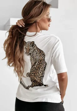 T-Shirt Z Ozdobna Aplikacja I Nadrukiem Wild Free Bialy