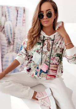 Welurowa Bluza Milene Biala