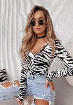 Welurowa Bluzka Gayle W Zebre