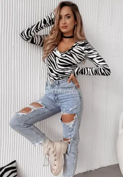 Welurowa Bluzka Gayle W Zebre