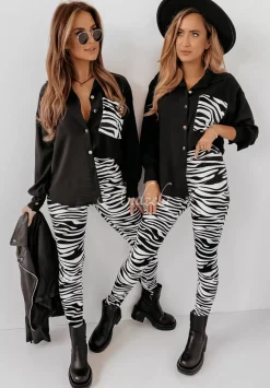 Welurowe Legginsy Wilda W Zebre