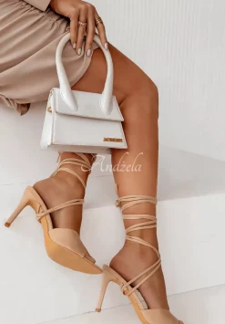 Wiazane Sandalki Na Obcasie Better Way Bezowe