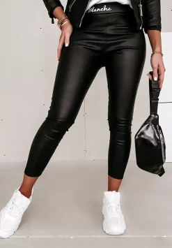 Woskowane Legginsy Enix Czarne