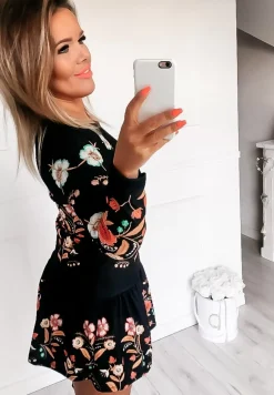Wzorzysta Sukienka Mini Livia Czarna
